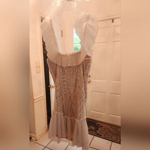 White/nude underlay gorgeous flirty off the shoulder dress